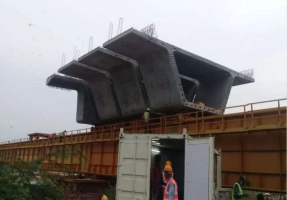 Precast Girder Segments Kept in Position